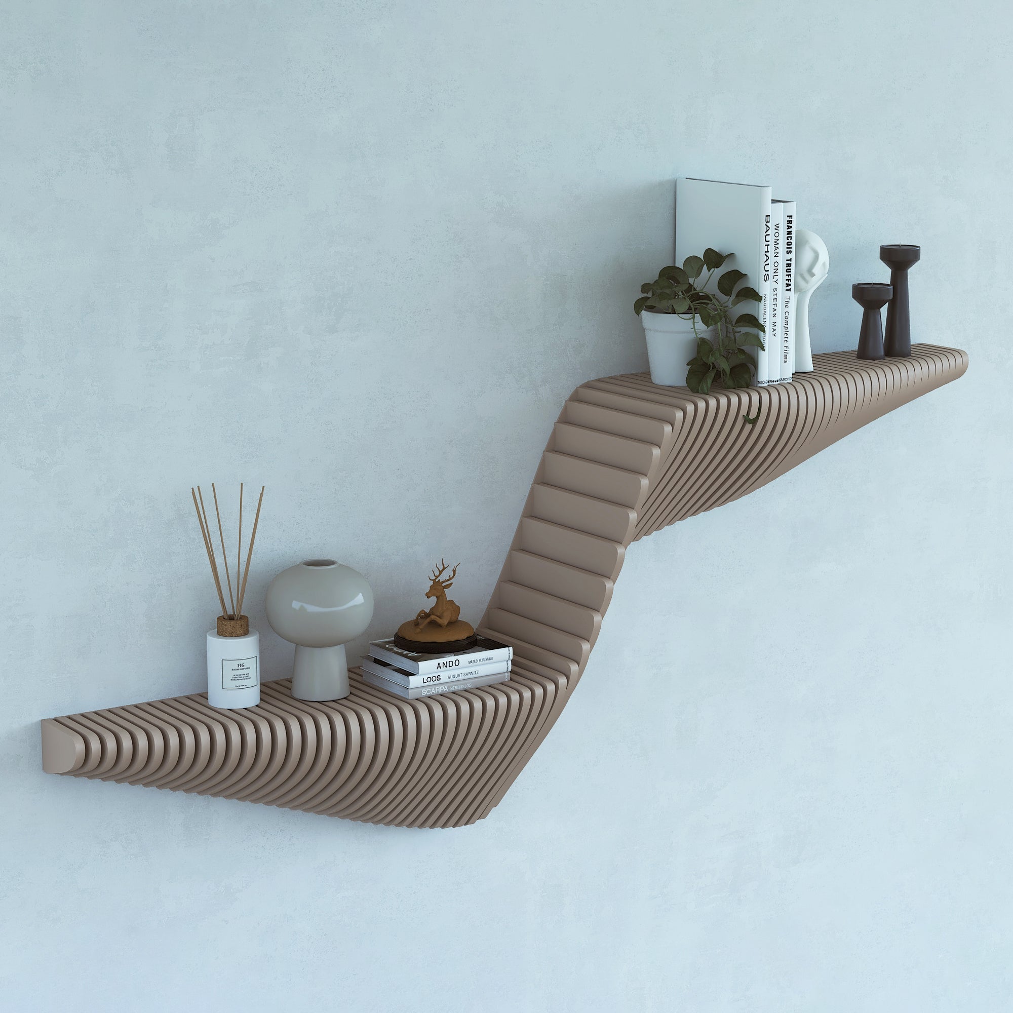 Floating Wall Shelf for Living Room, Parametric Wall Shelf Decor  3D Wall Art.